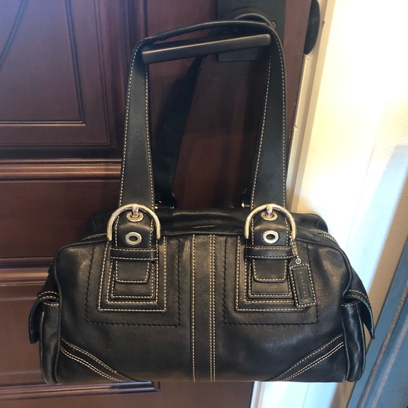 COACH BLACK LEATHER SATCHEL PREOWNED Great Beautiful Condition! - Picture 3 of 16